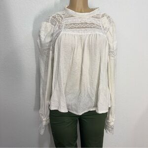 Elegant White Lace Women's Top by free people optic white long sleeve new $150